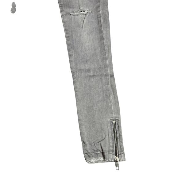 Anine Bing Double Zip Skinny Gray Distressed Jeans Size: 24 - Picture 4 of 7